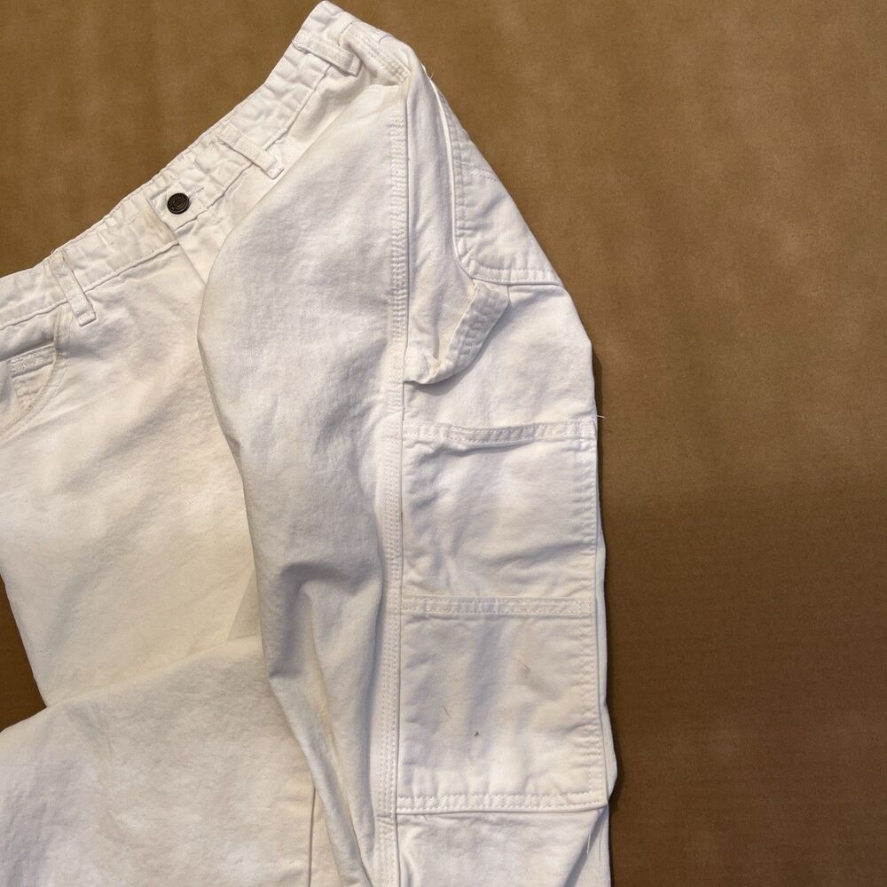 Dickies Pants Mens 32x32 White Canvas Carpenter Painter Relaxed Fit Workwear - Picture 7 of 16